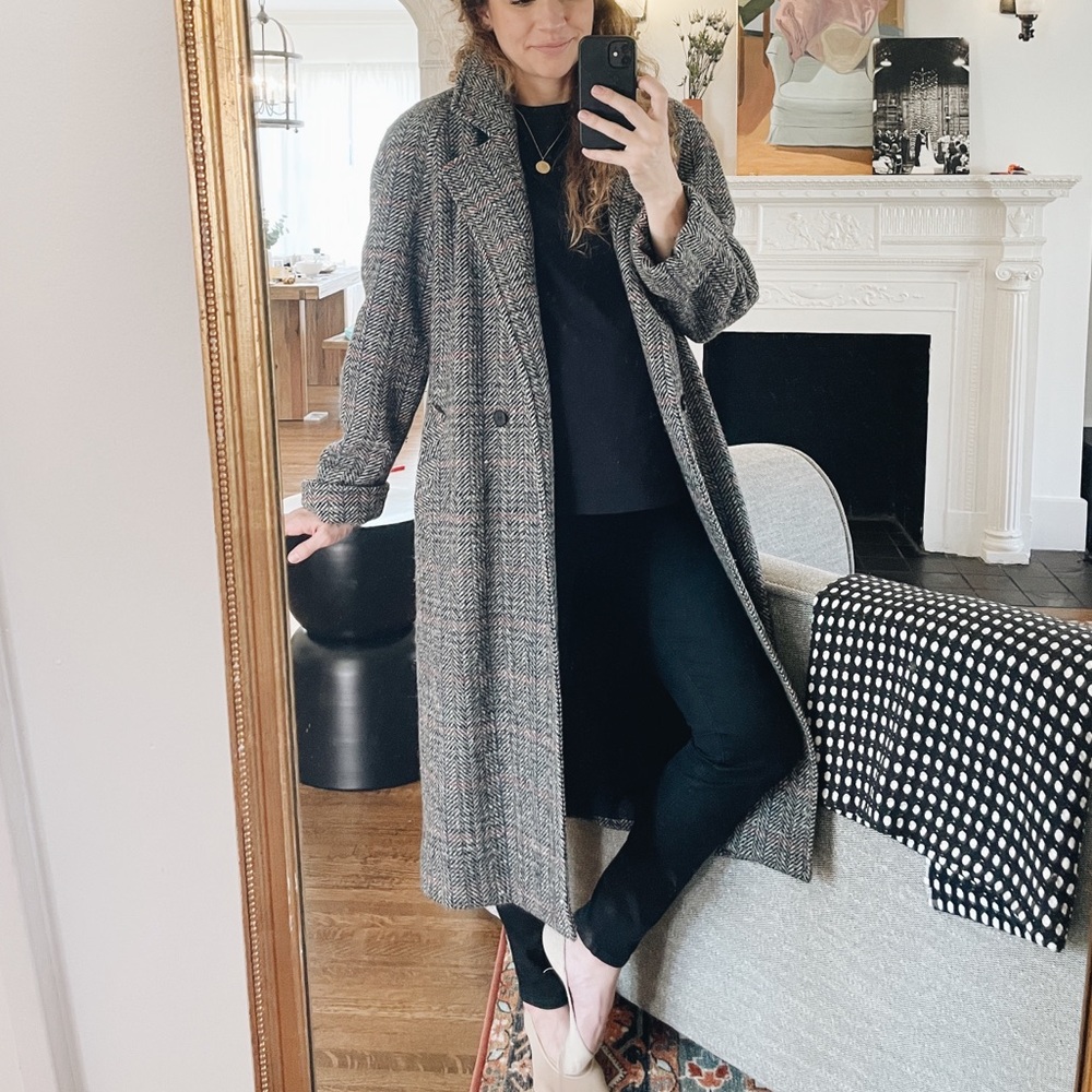 Vintage herringbone wool coat